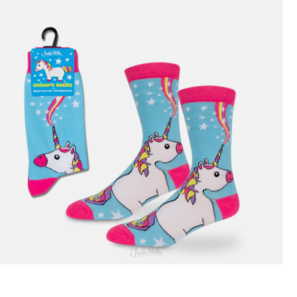 Unicorn Women's Crew Socks Archie McPhee Accoutrements One Size Fits Most NEW - Picture 1 of 1